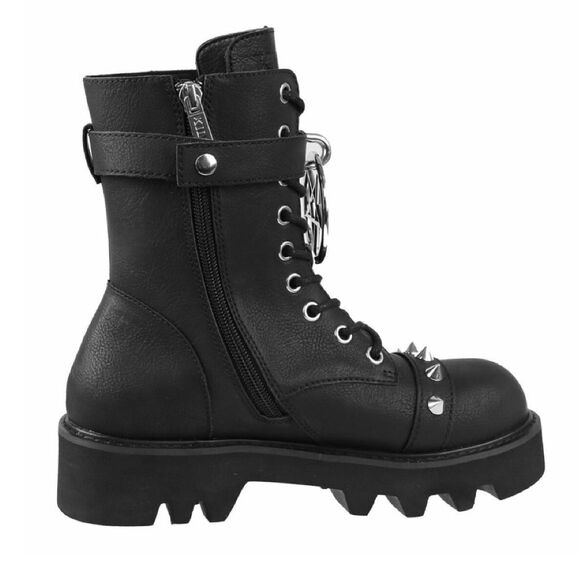 Killstar Black Pentagram Spiked Ring Me Up SZ 9 Boots NWT & Box Platform Combat - Picture 10 of 11